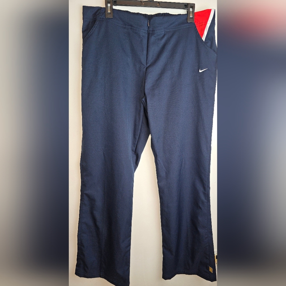 Nike Women’s Size XL Navy Athletic Track Pants w/ Red & White Panels